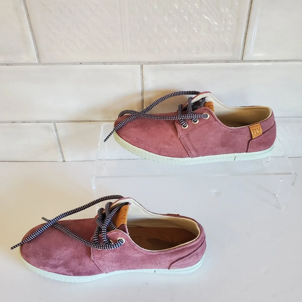 Fly London 37 Plum Suede Lace Up Fashion Sneakers Old Money Academia Eclectic